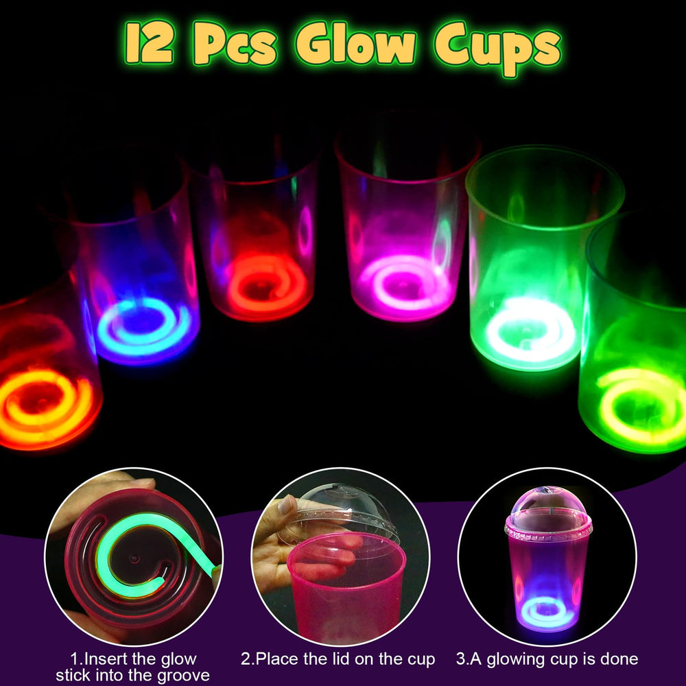 B Bascolor cup lids pair with glow cups for spill-free glowing drinks.