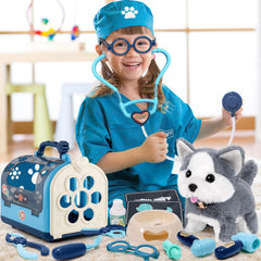 B Bascolor thermometer and syringe toys encourage careful handling during play.