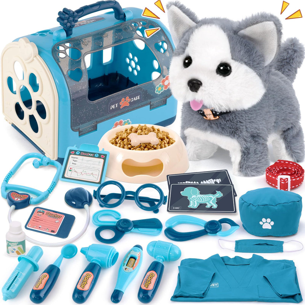 B Bascolor vet kit dog toy pack promotes imaginative play and caregiving skills.
