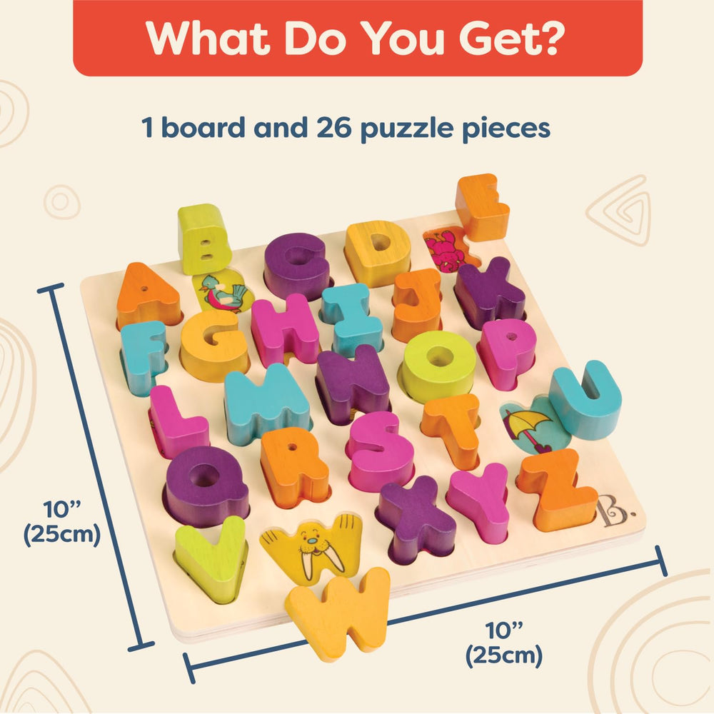 B. toys Alpha B. Tical bright colors help toddlers distinguish hues.