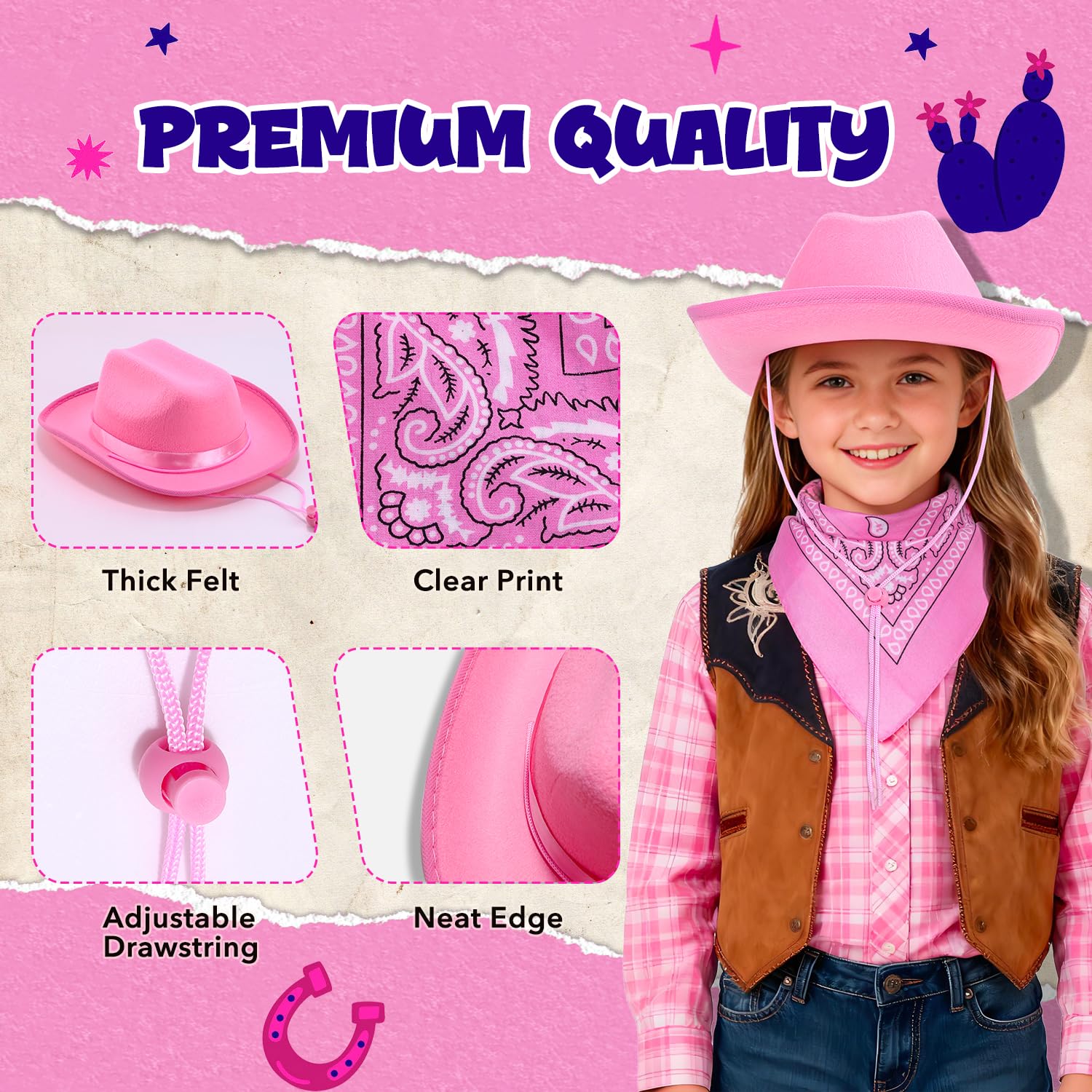 Babelshar kids western costume set pairs hat and bandana for dress-up.