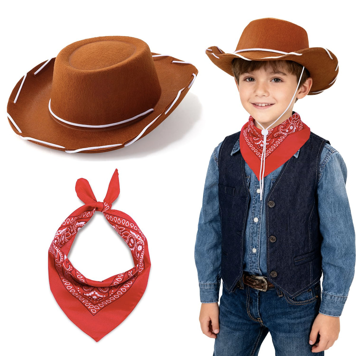 Babelshar toddler cowboy hat with curved brim for classic Western style and sun protection.