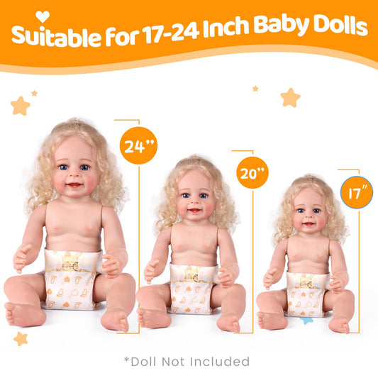 BABESIDE 15-pc doll diapers show animal prints and quick swaps during pretend play.