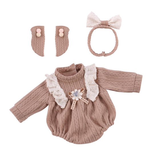 Babeside 3pcs doll clothes romper bow detail for adorable dress-up play