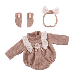 Babeside 3pcs doll clothes romper bow detail for adorable dress-up play