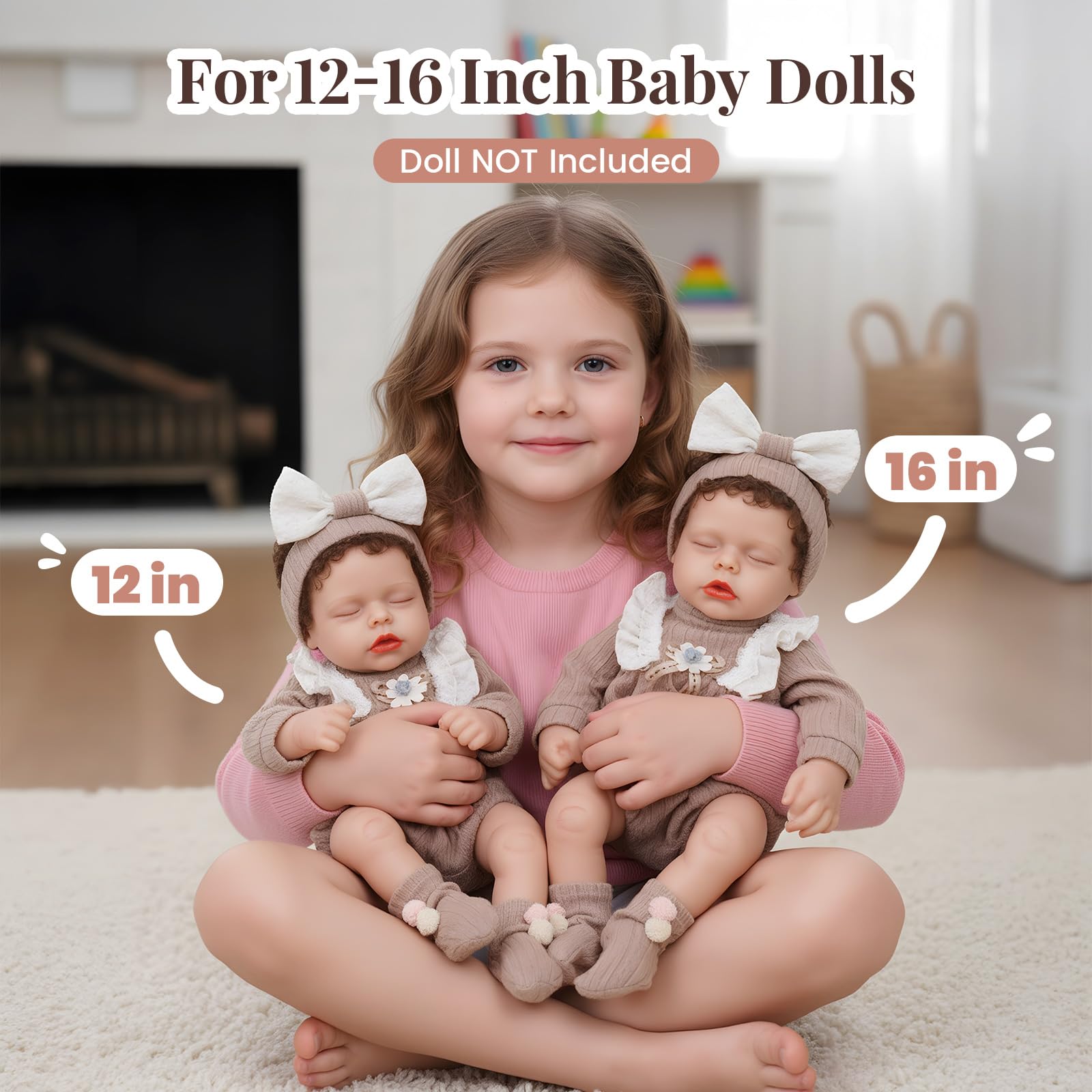 Babeside 3pcs doll clothes set on doll for easy dress-up moments