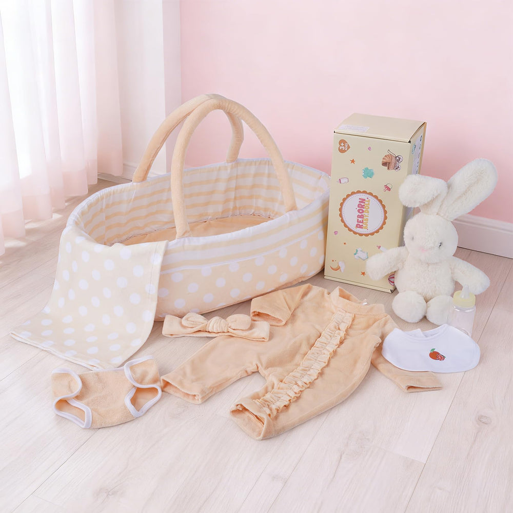 BABESIDE 8pcs doll clothes bassinet shows portability for on-the-go play