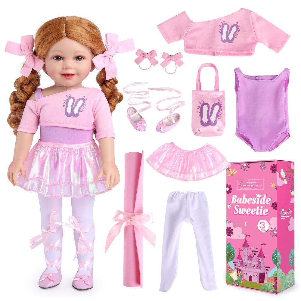 BABESIDE 18-inch doll ballet dress and pink shoes inspire pretend performances