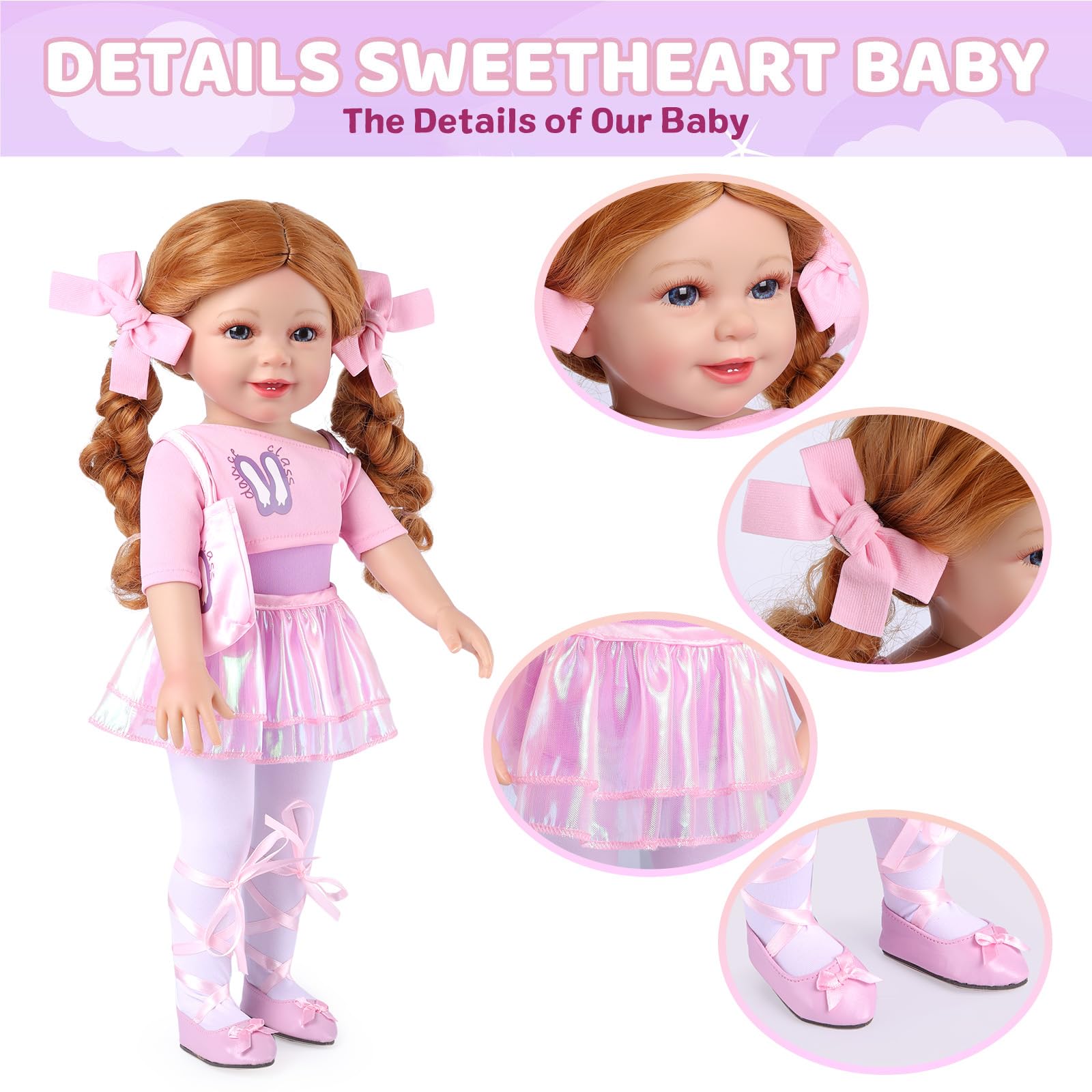 BABESIDE 18-inch doll golden red hair adds vibrant charm