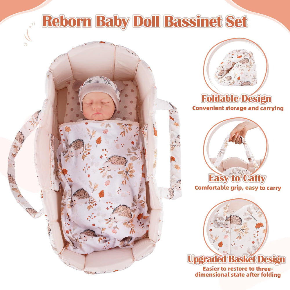 Babeside animal-pattern doll bedding adds charm during play.