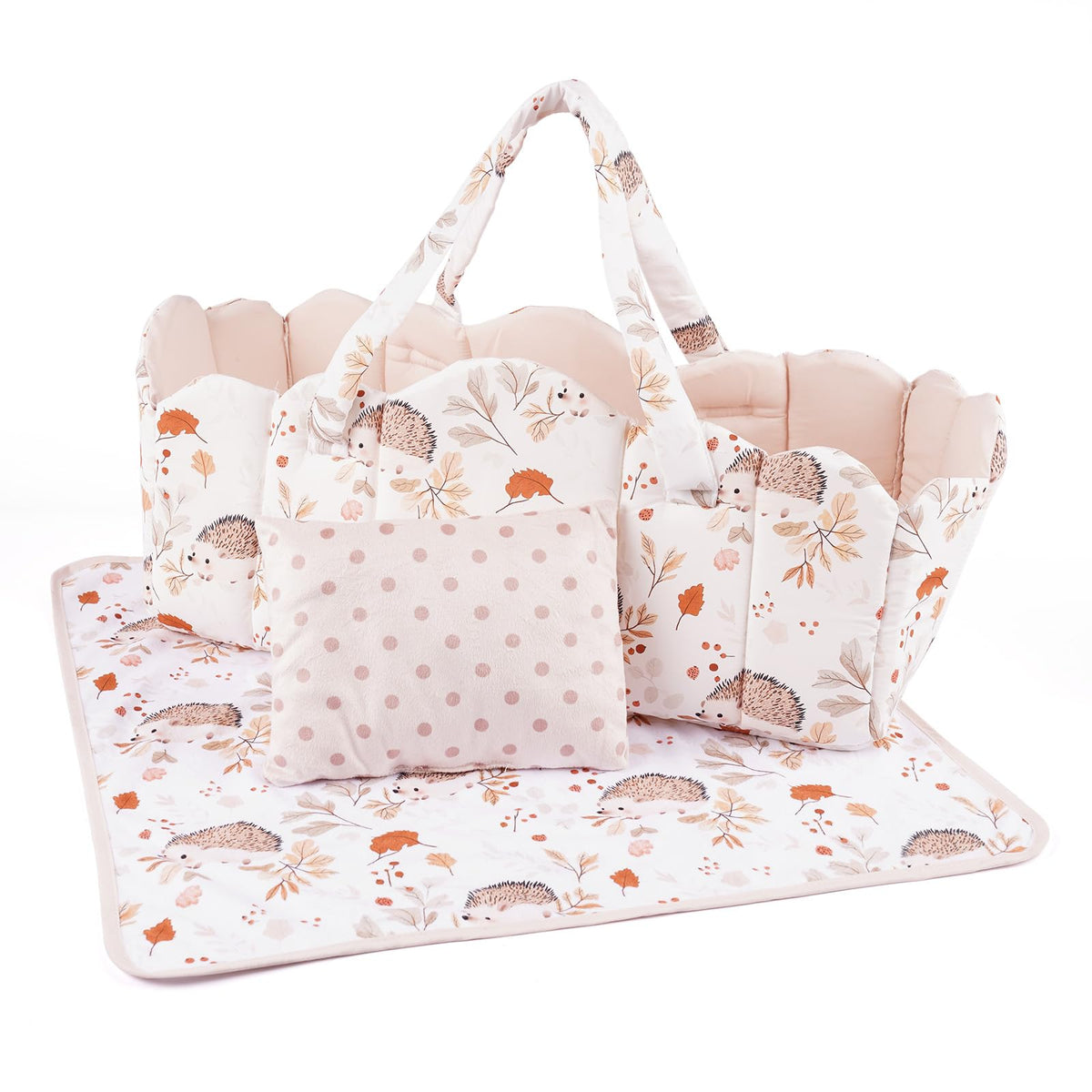 Babeside bassinet with 3-piece set provides a tidy home for 17-22 inch dolls.