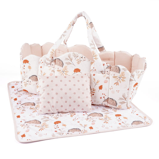 Babeside bassinet with 3-piece set provides a tidy home for 17-22 inch dolls.