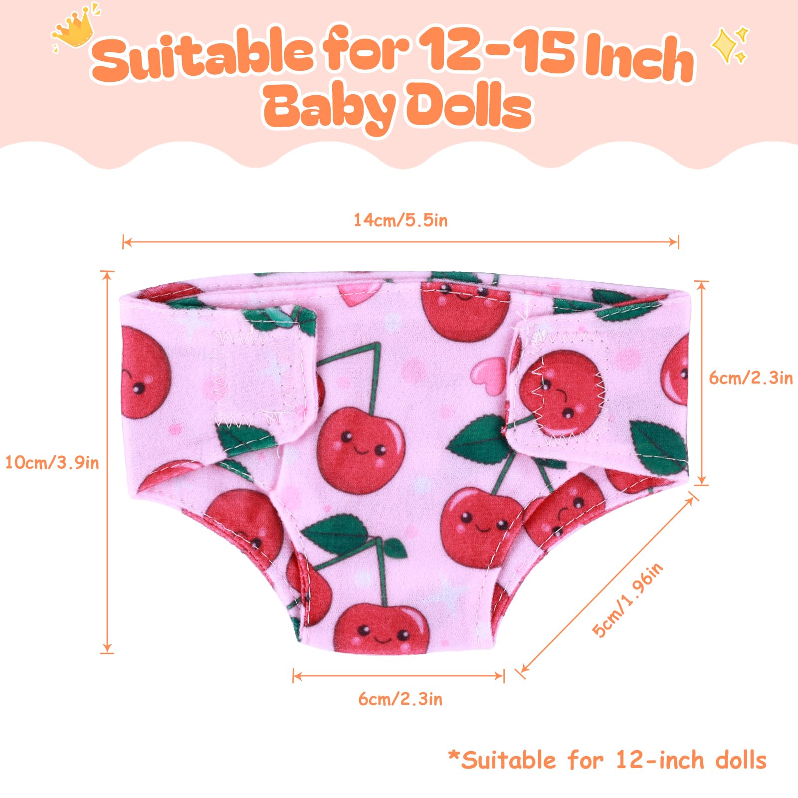 BABESIDE stars-pattern doll diapers, colorful dress-up options for any doll.