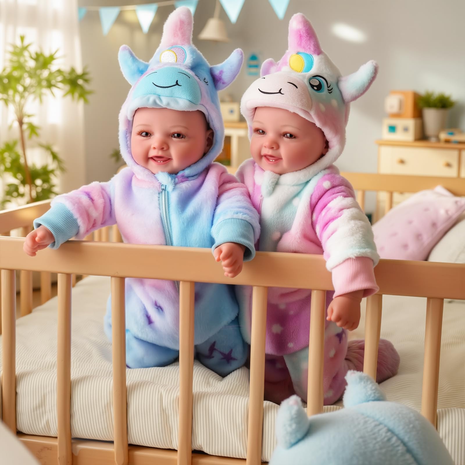 BABESIDE open-eyed twin dolls with joyful smiles to spark storytelling