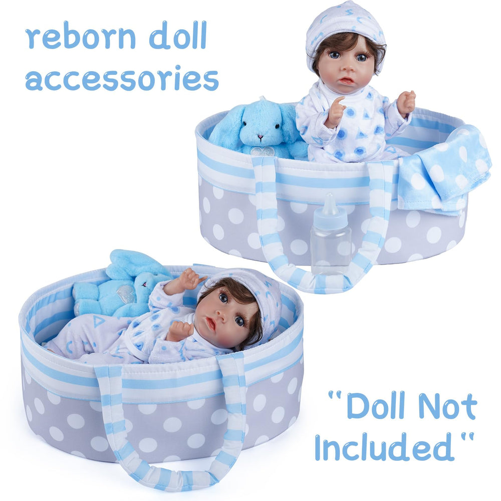 BABESIDE blue onesie on a small doll, soft fabric and snug fit for role-play