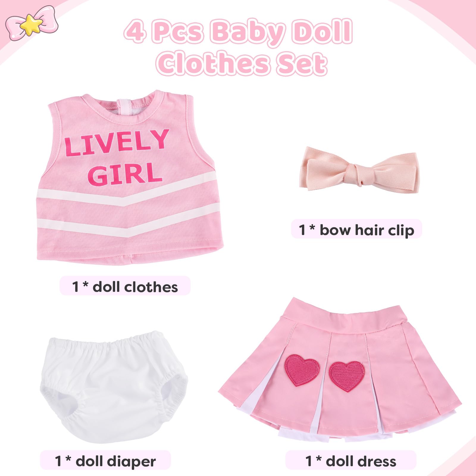 BABESIDE bow hair clip adds cute hair accents for a finished 17-22 inch doll look.