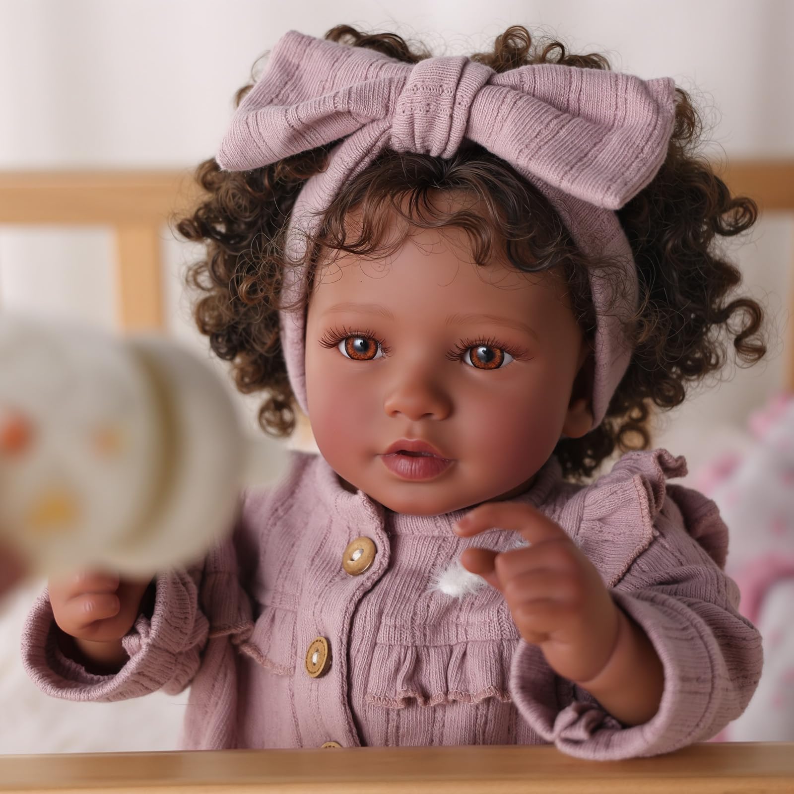 BABESIDE Callie pink dress with headband enhances charm during pretend play.