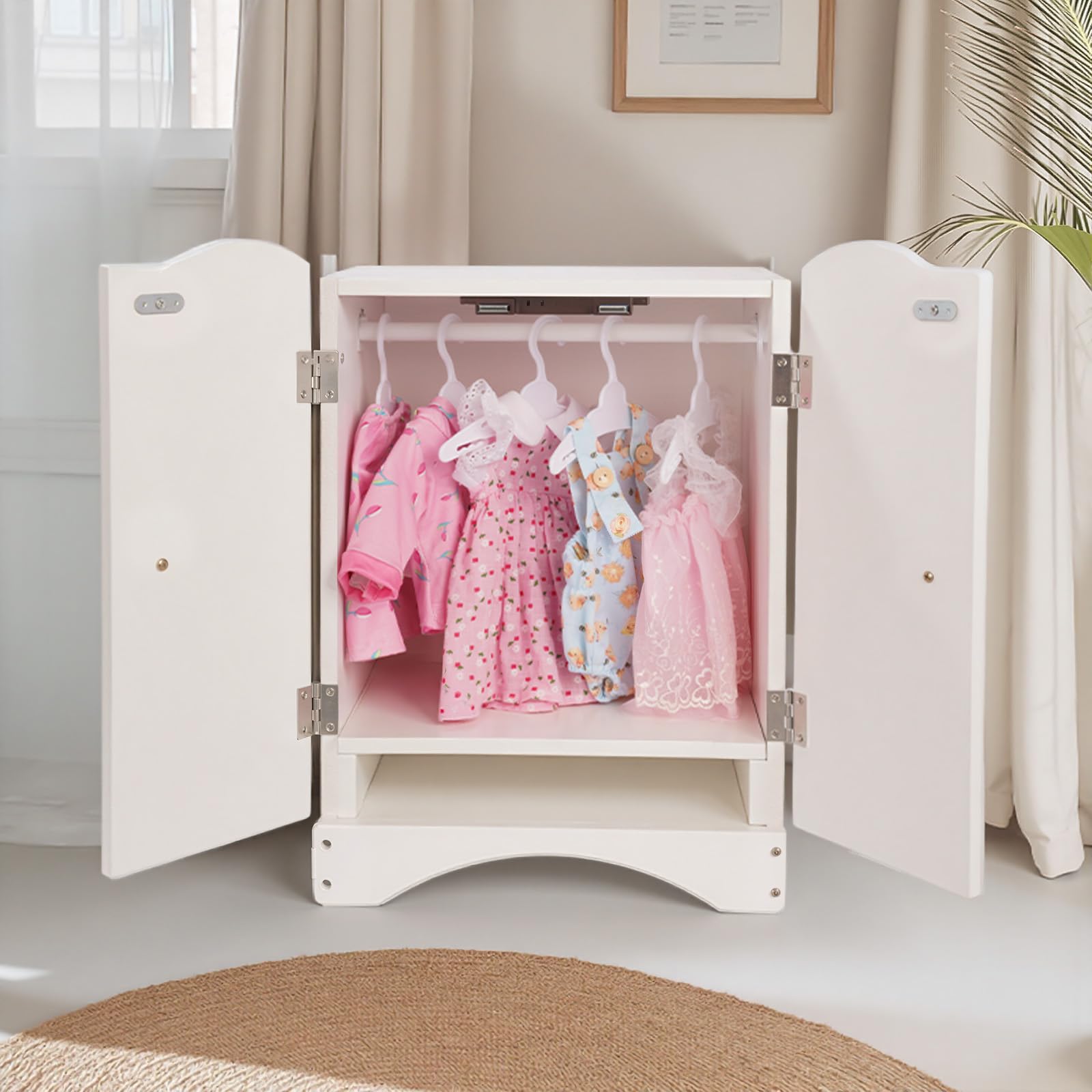 BABESIDE closet interior with hangers keeps doll clothes neatly organized.