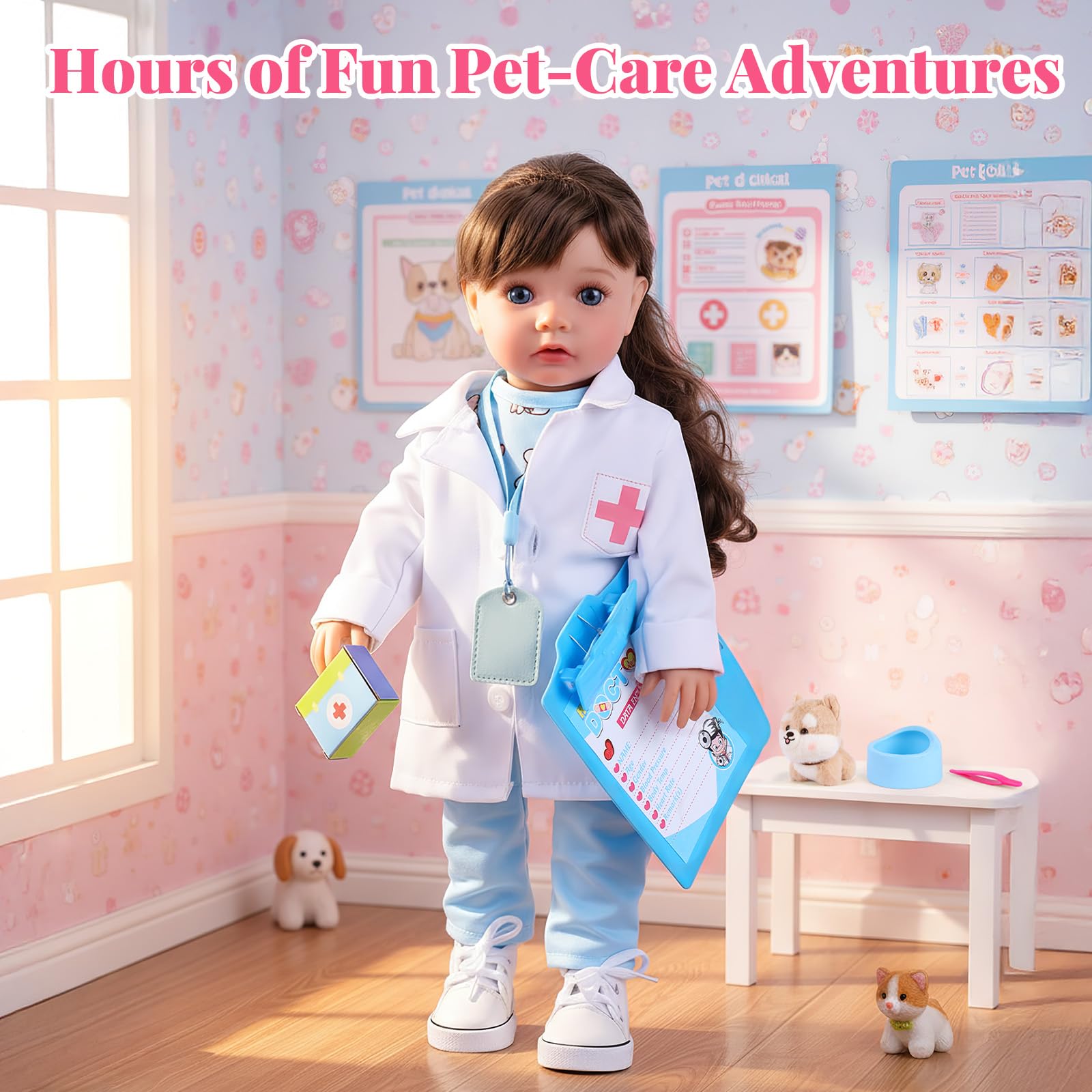 BABESIDE complete playset provides an all-in-one pretend vet experience