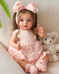 BABESIDE Dara 20-inch reborn doll in pink dress ready for cuddle and pretend play