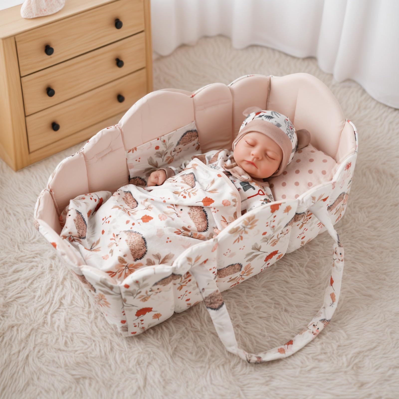 Babeside bed and cradle setup fits 17-22 inch reborn dolls beautifully.