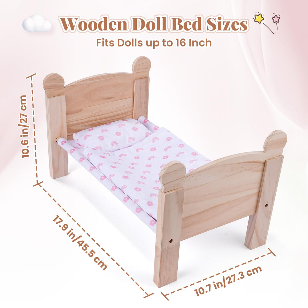 BABESIDE Doll bed fits 12-16 inch dolls for versatile use