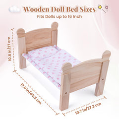 BABESIDE Doll bed fits 12-16 inch dolls for versatile use