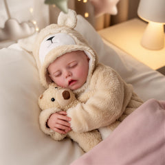 BABESIDE bedtime cuddle scene promotes soothing imaginative play.