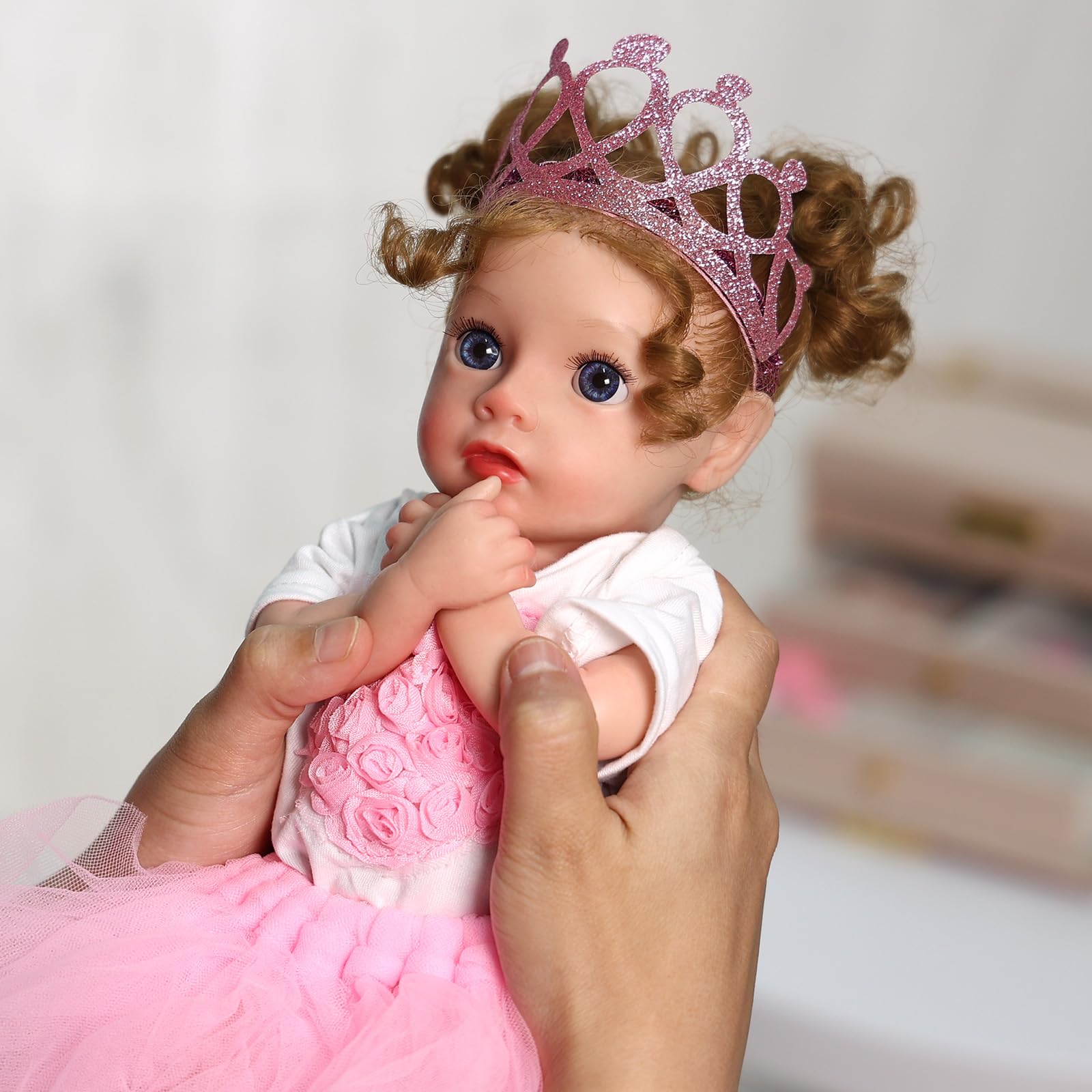 BABESIDE doll crown headband with heart pattern for pretend play