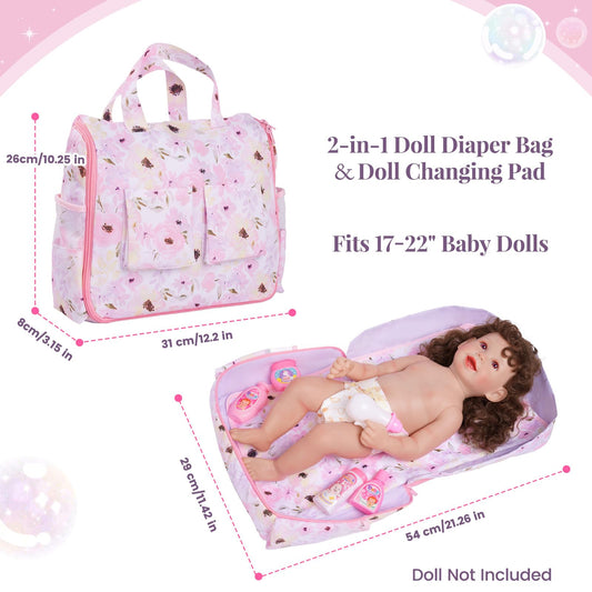 BABESIDE doll diaper bag interior view showing organized space for play kits.