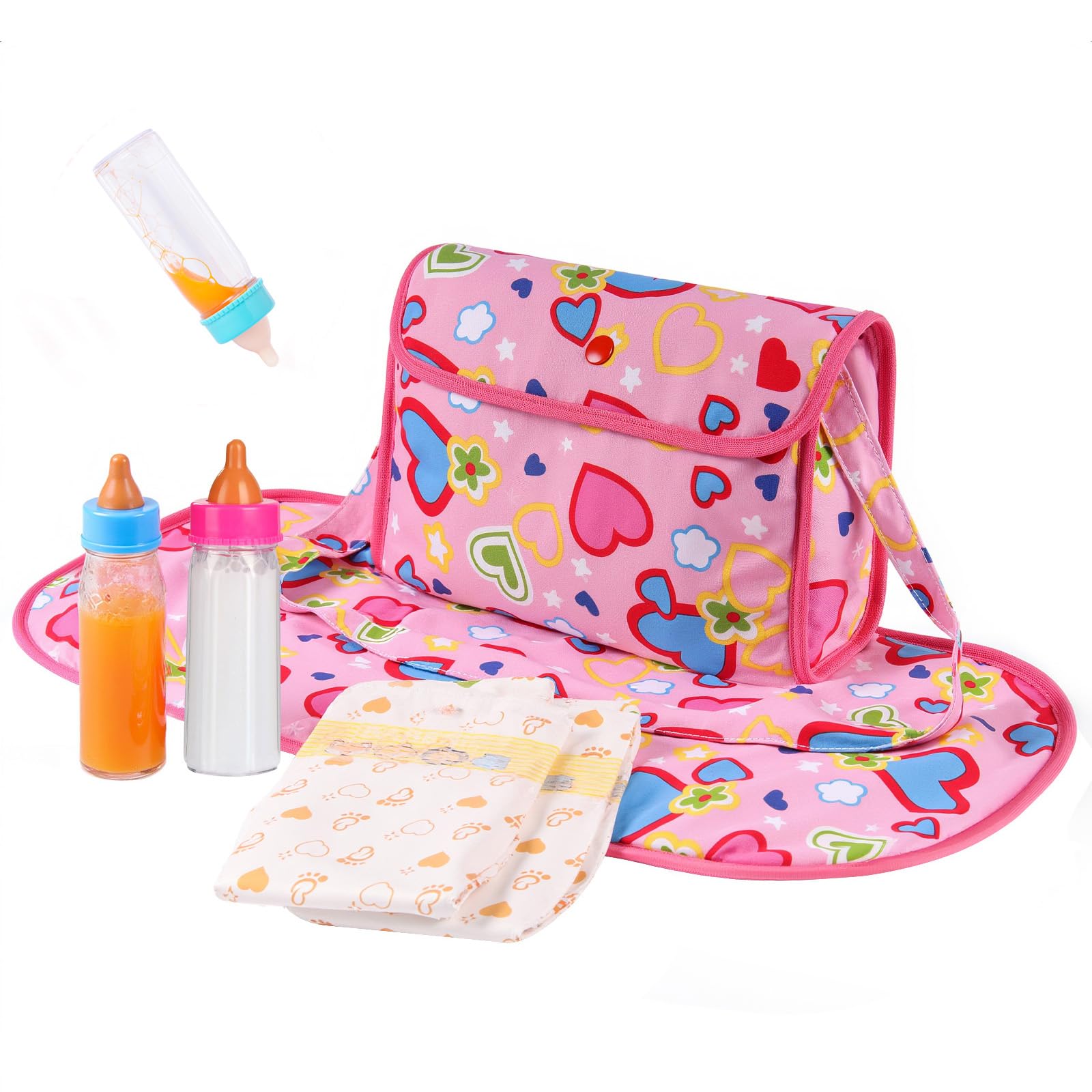 BABESIDE doll diaper bag set with changing mat for on-the-go pretend play