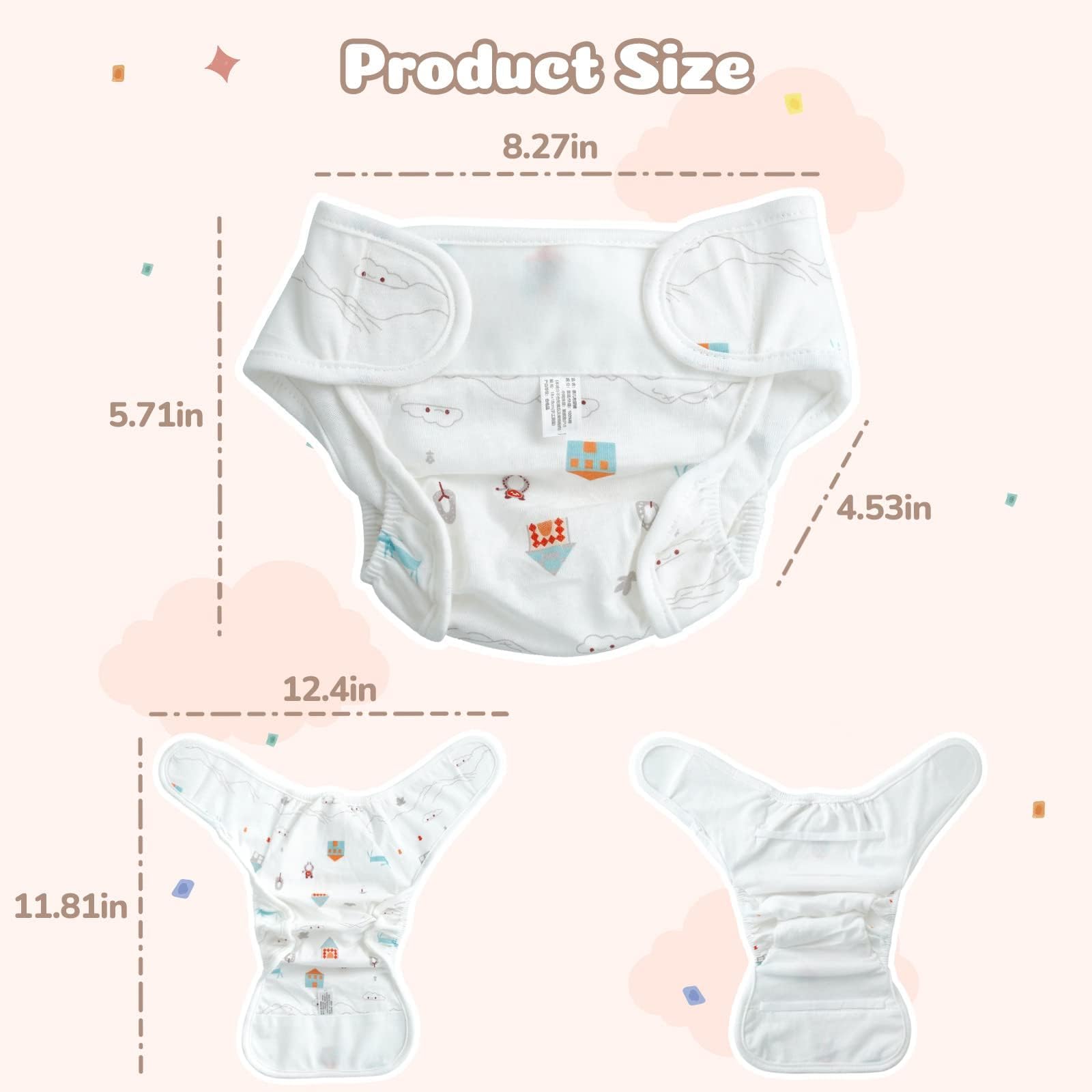 BABESIDE house-pattern doll diaper for 17-24 inch dolls, versatile styling.