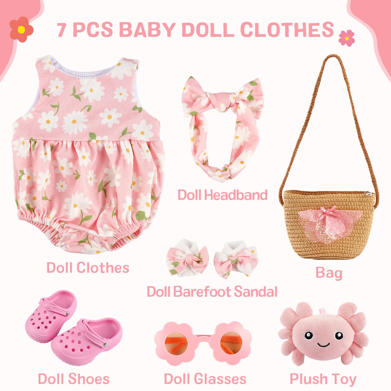 BABESIDE doll glasses clear, tiny eyewear for imaginative dressing play