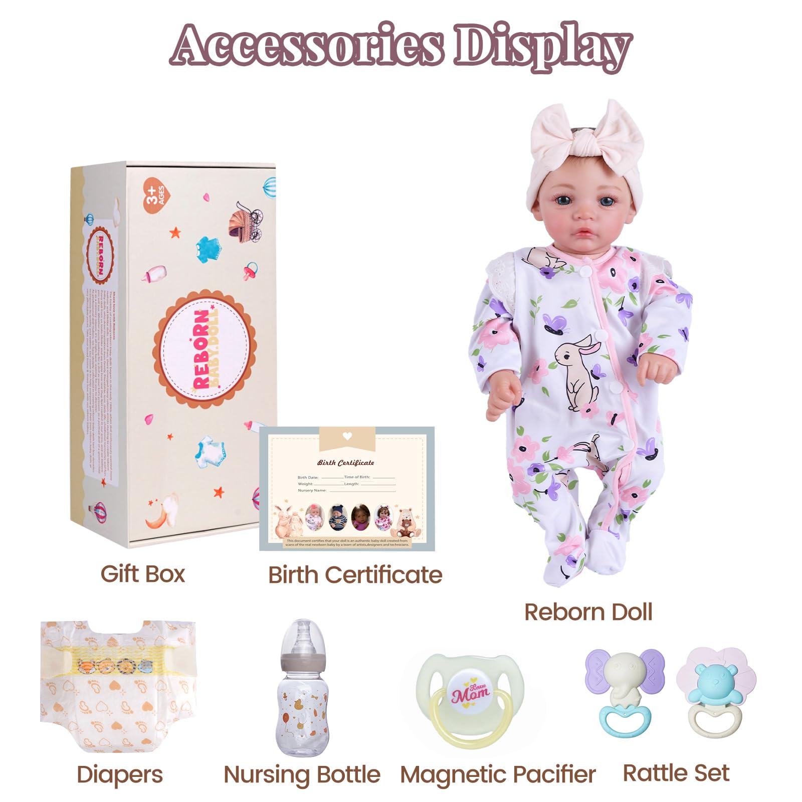 BABESIDE magnetic pacifier for easy pretend feeding