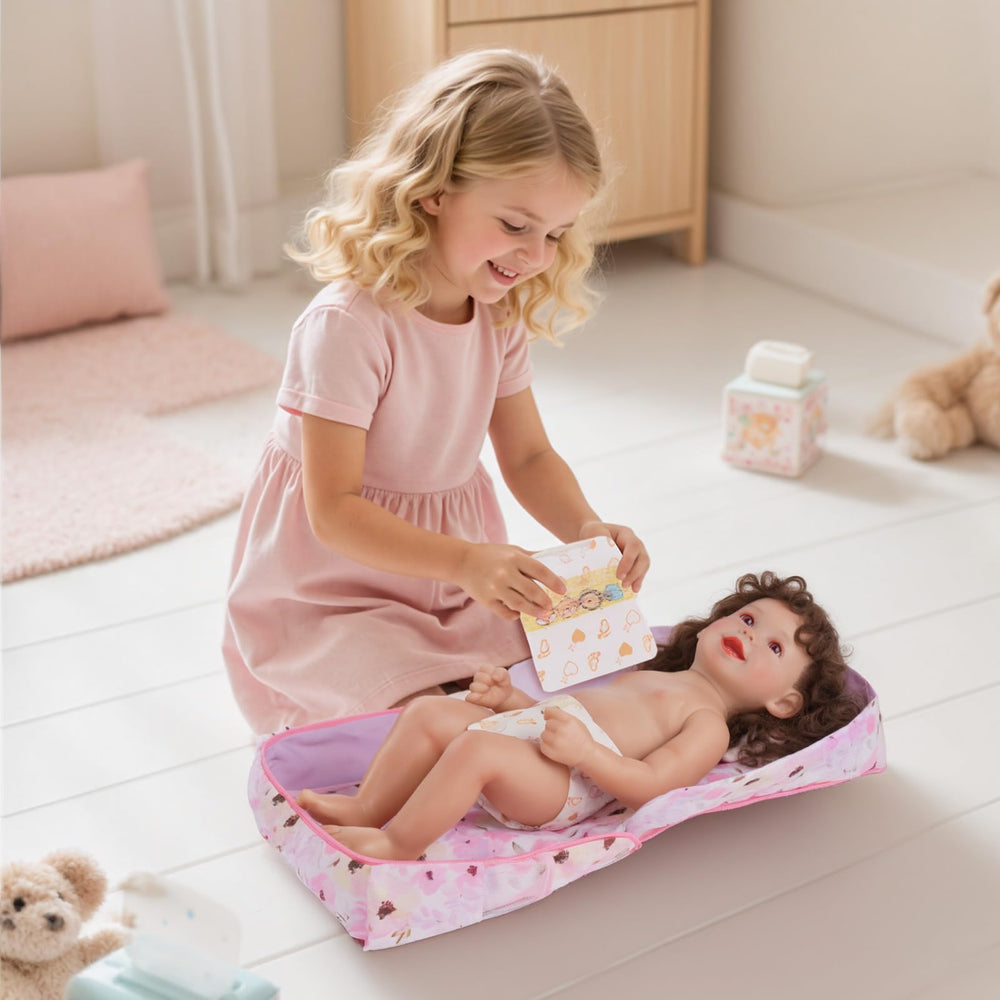 BABESIDE floral-pattern detail highlights charming design on the set.