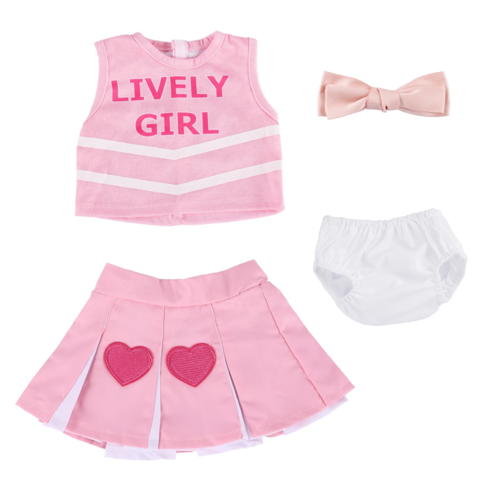 BABESIDE heart-pattern babydoll clothes set fits 17-22 inch dolls for easy mix-and-match styling.