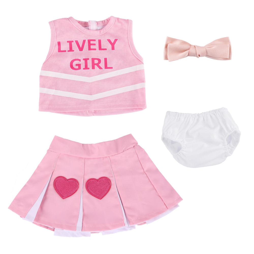 BABESIDE heart-pattern babydoll clothes set fits 17-22 inch dolls for easy mix-and-match styling.