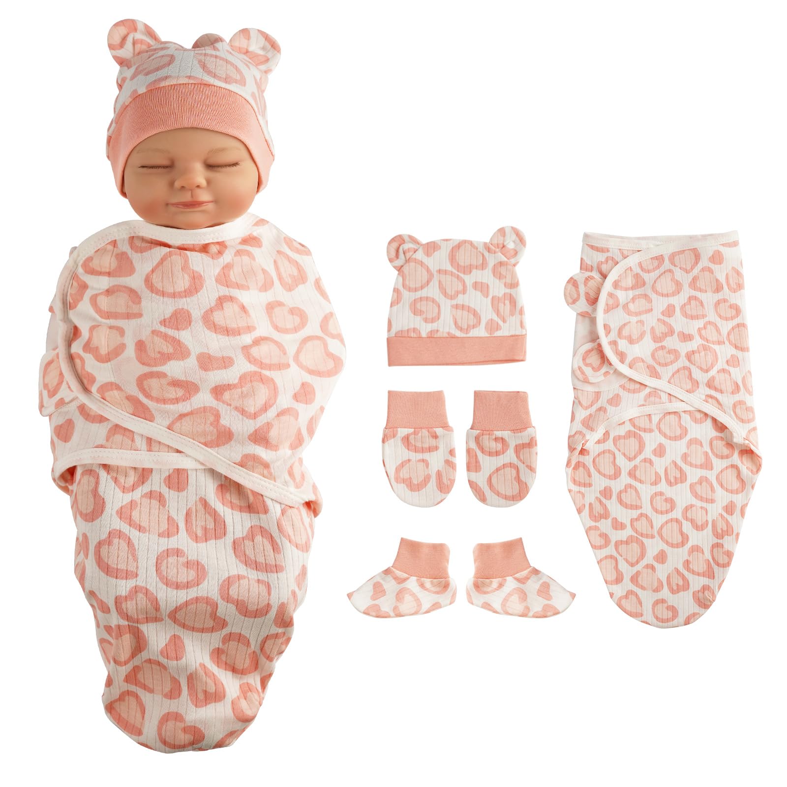 BABESIDE heart-pattern doll blanket, showcasing cozy warmth for 17-24 inch reborn dolls.