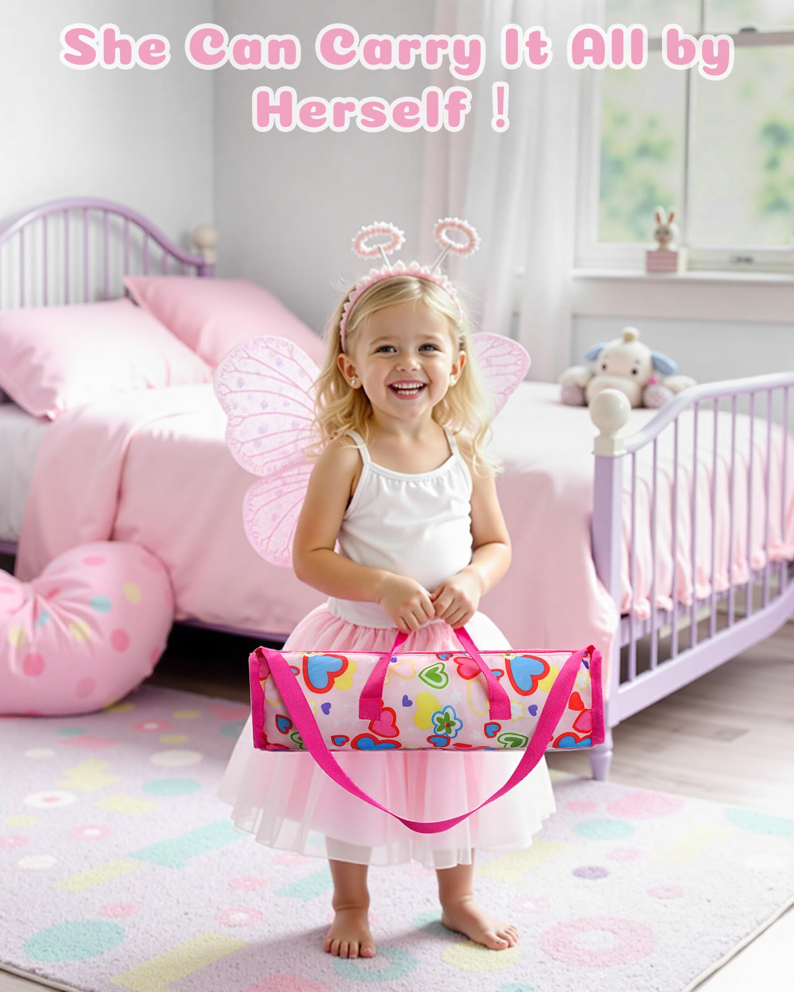 BABESIDE Encourages imaginative pretend play with a realistic crib setup.