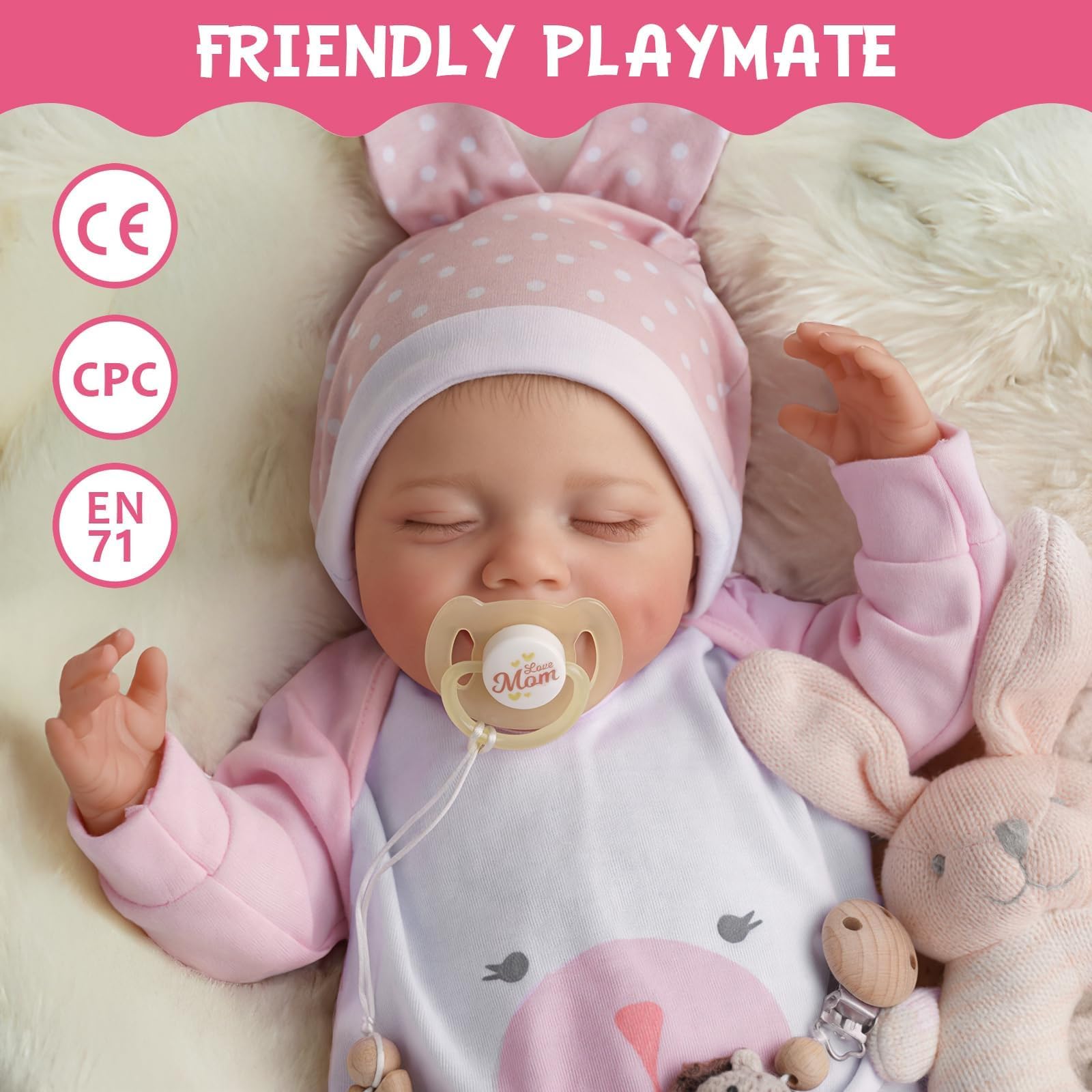 BABESIDE 20-inch doll with poseable limbs for natural posing.