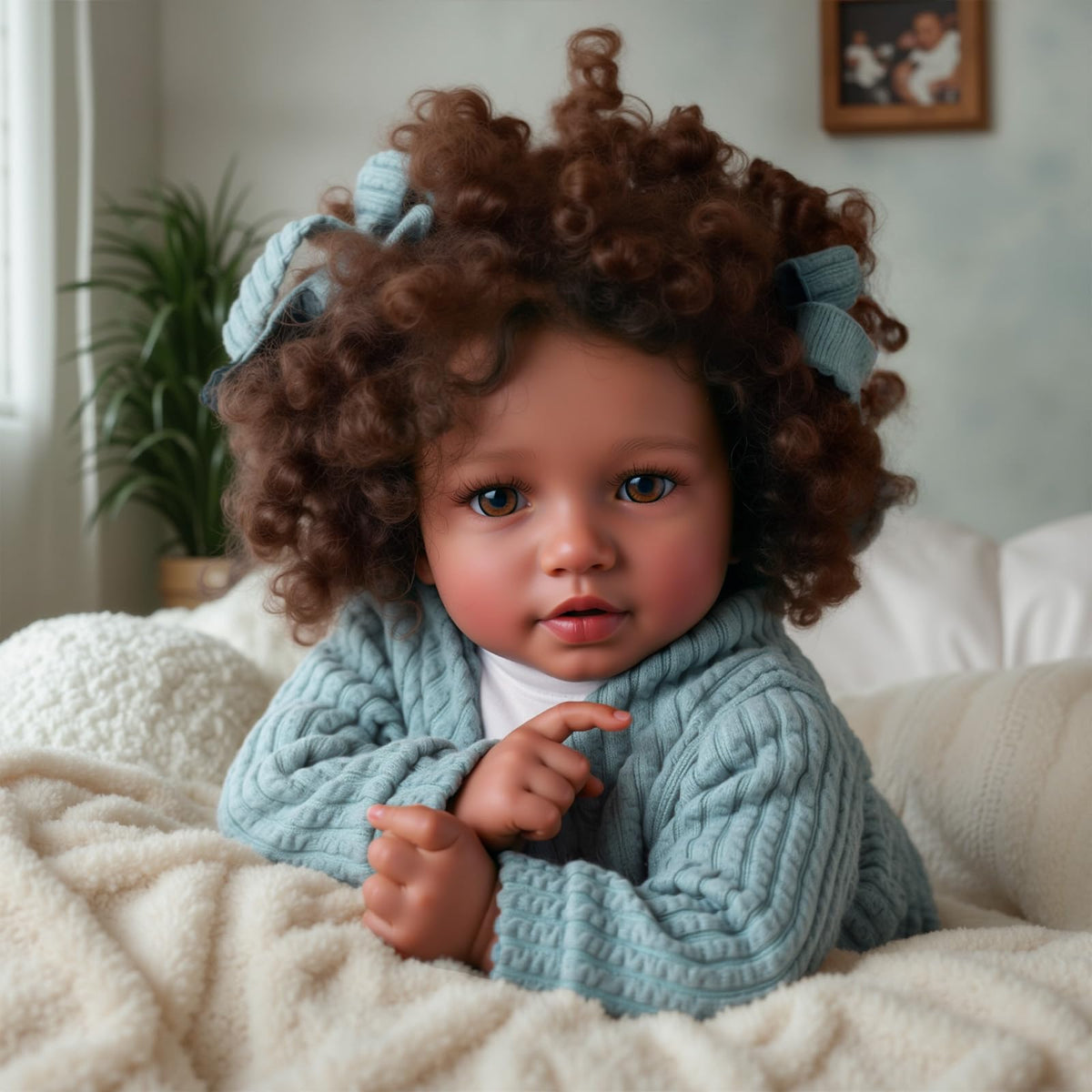 Babeside lifelike reborn doll in black girl skin tone, 20 inches, ideal for imaginative play