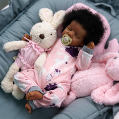 BABESIDE lifelike reborn baby doll black 17 inch with soft cloth body for gentle cuddling