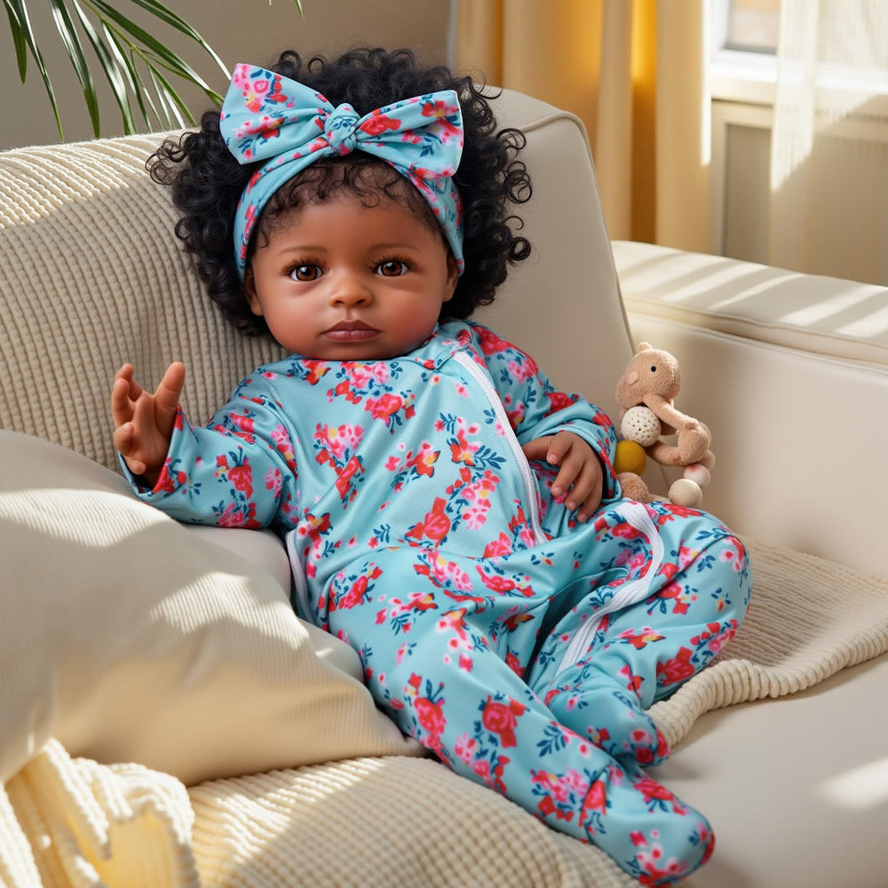 BABESIDE lifelike reborn black girl doll cradled in arms for nurturing moments