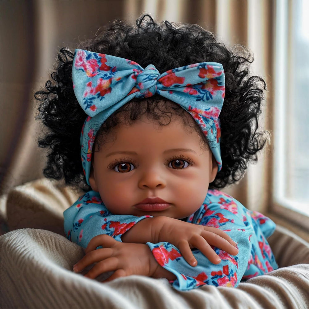 BABESIDE lifelike reborn black girl doll full front view for imaginative play