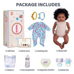 BABESIDE lifelike reborn black girl doll unboxing box showcasing packaging and accessories