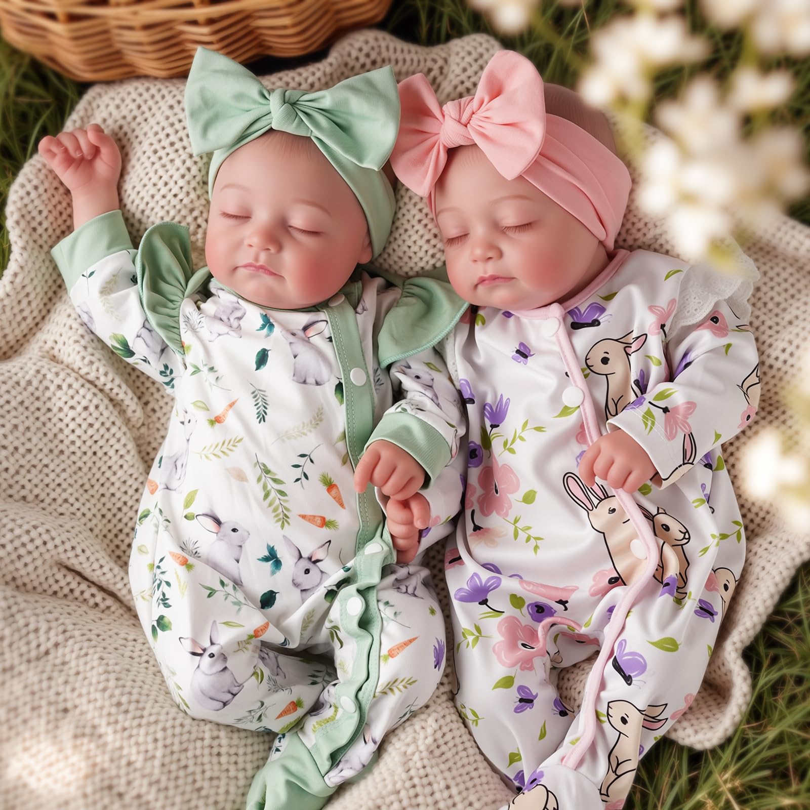 BABESIDE lifelike twins dolls 20 inch, ideal for imaginative play and cuddling.