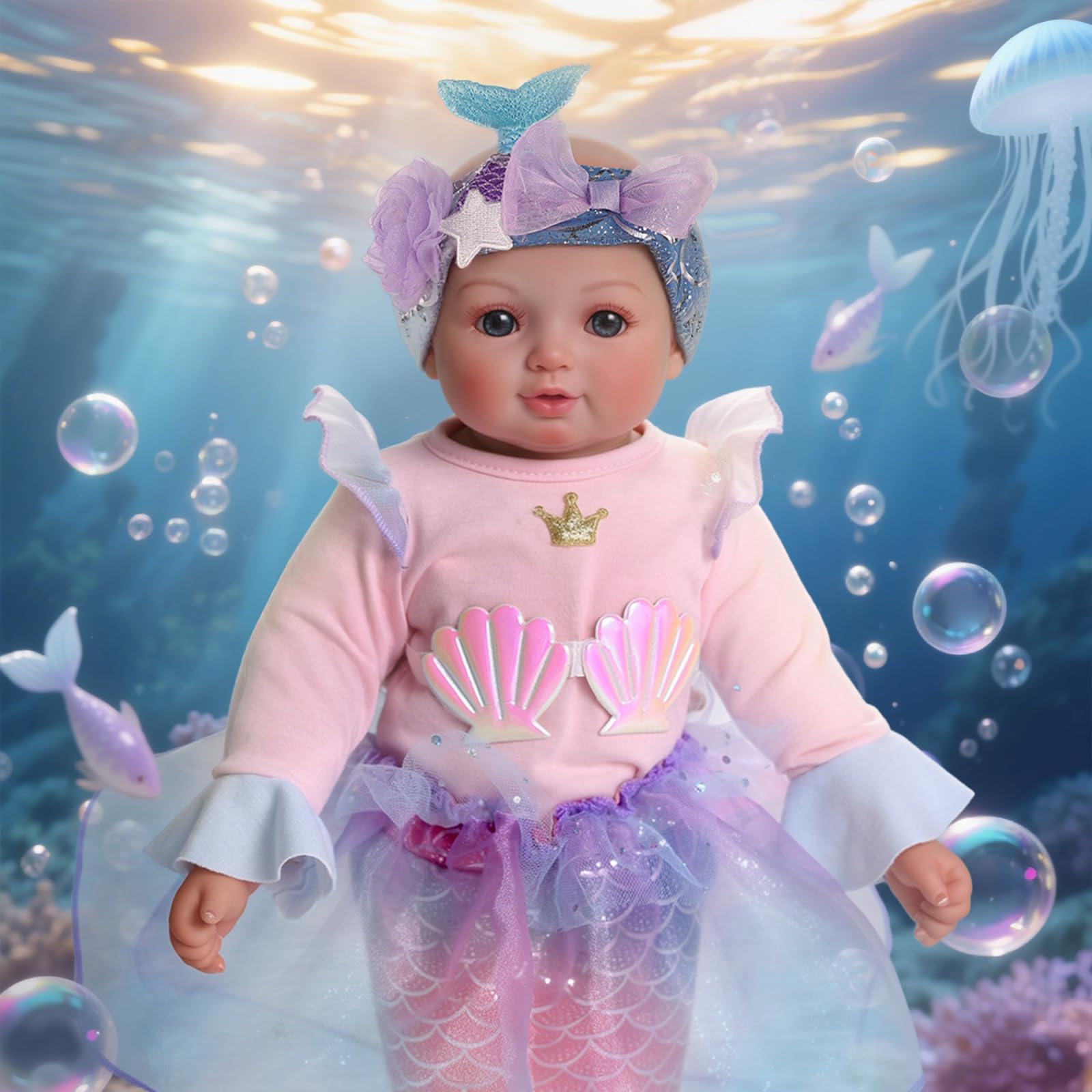 BABESIDE Mermaid Doll non-toxic vinyl keeps play safe for kids 3+