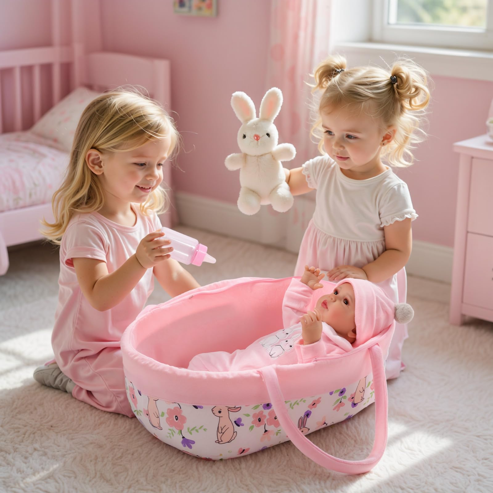 BABESIDE plush bunny toy adds a comforting companion during pretend care