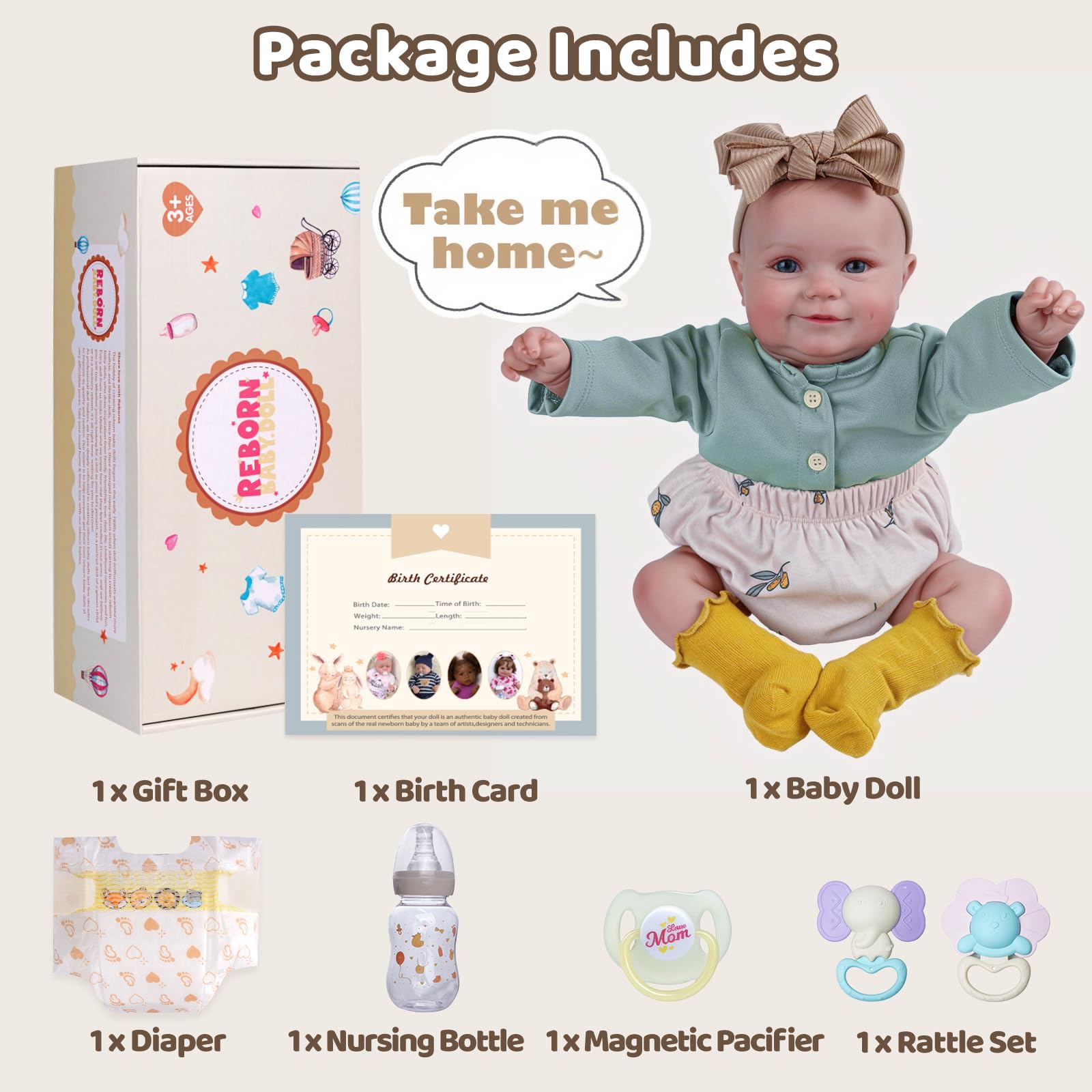 BABESIDE Reborn Baby Dolls soft vinyl limbs and cloth body for cuddly play