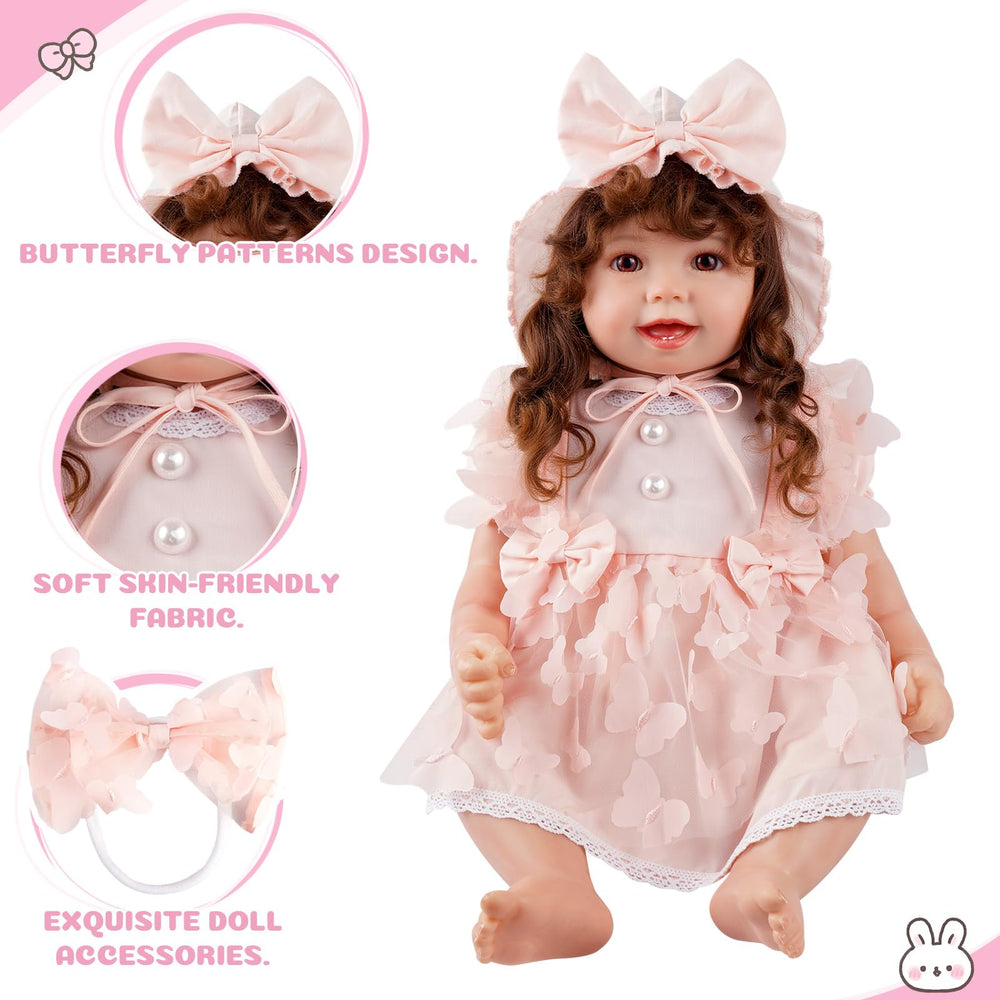 BABESIDE butterfly-print dress adds playful charm to 17-22 inch reborn dolls